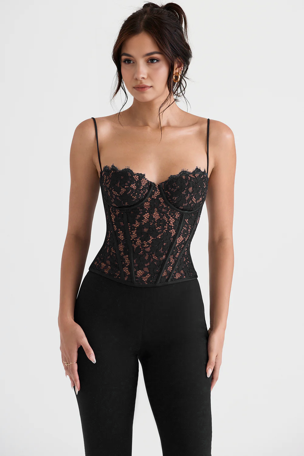 Amelia Lace Corset - Black