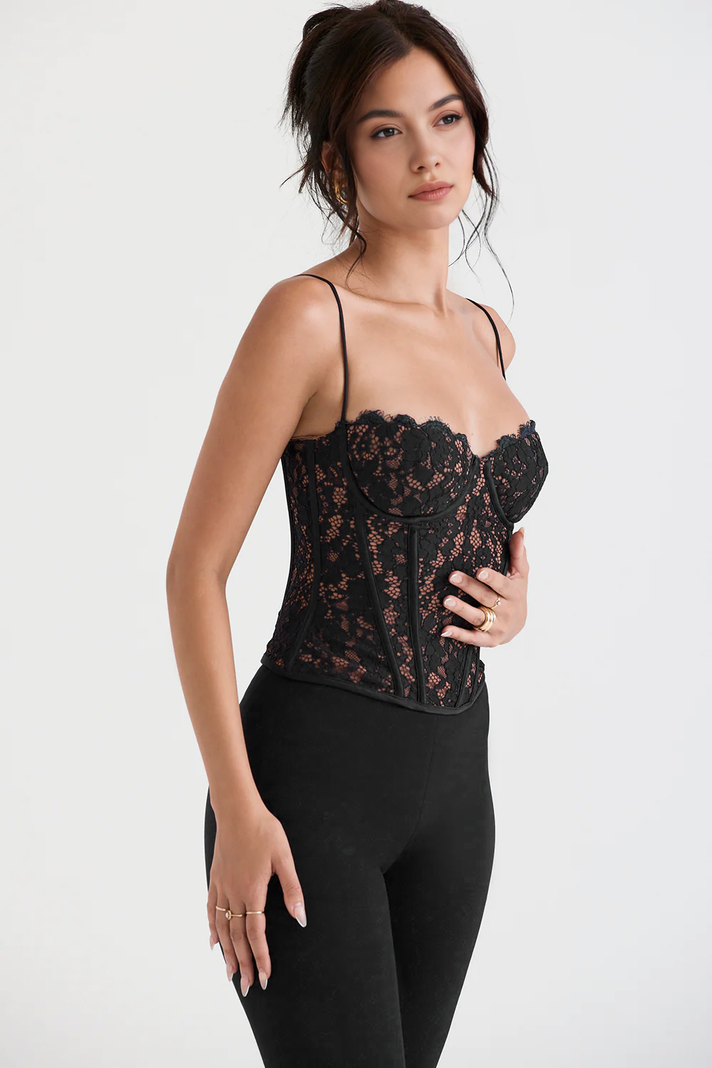 Amelia Lace Corset - Black